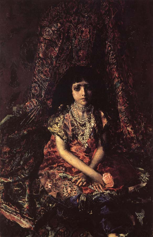 Mikhail Vrubel Girl Against a perslan carpet